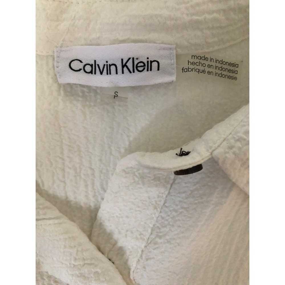 Calvin Klein White Crepe Button-Down Tunic Top - image 6