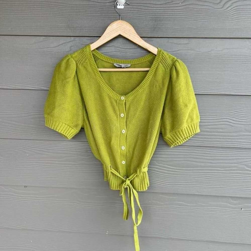 Everlane green puffed sleeve blouse - image 2
