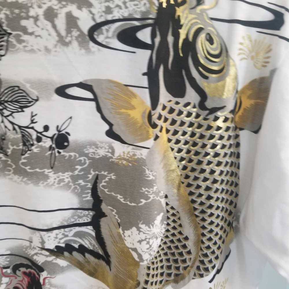 Women Vintage Koi Fish shirt with beautiful metal… - image 2