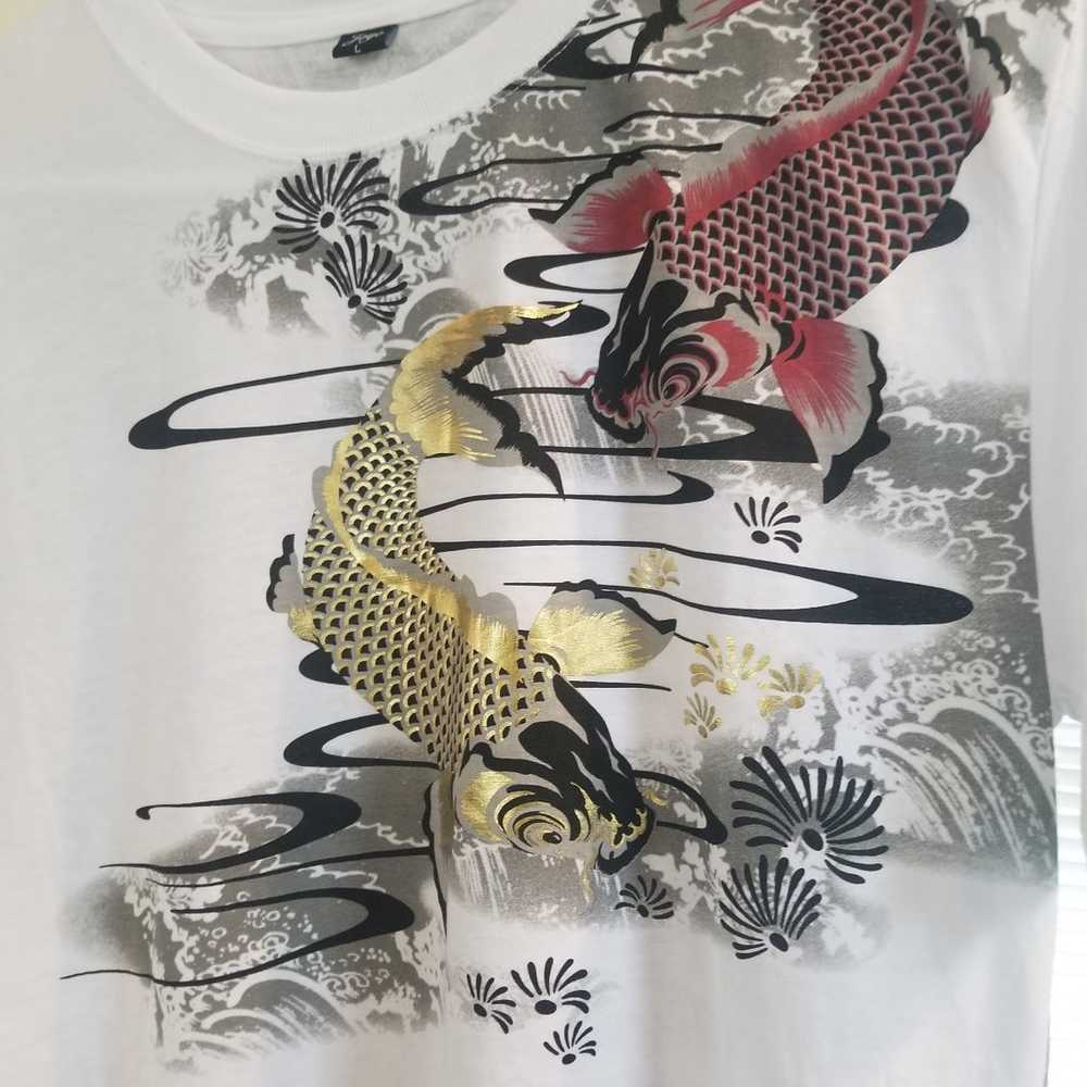 Women Vintage Koi Fish shirt with beautiful metal… - image 6