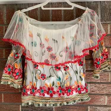 Gorgeous Embroidered off the shoulder top