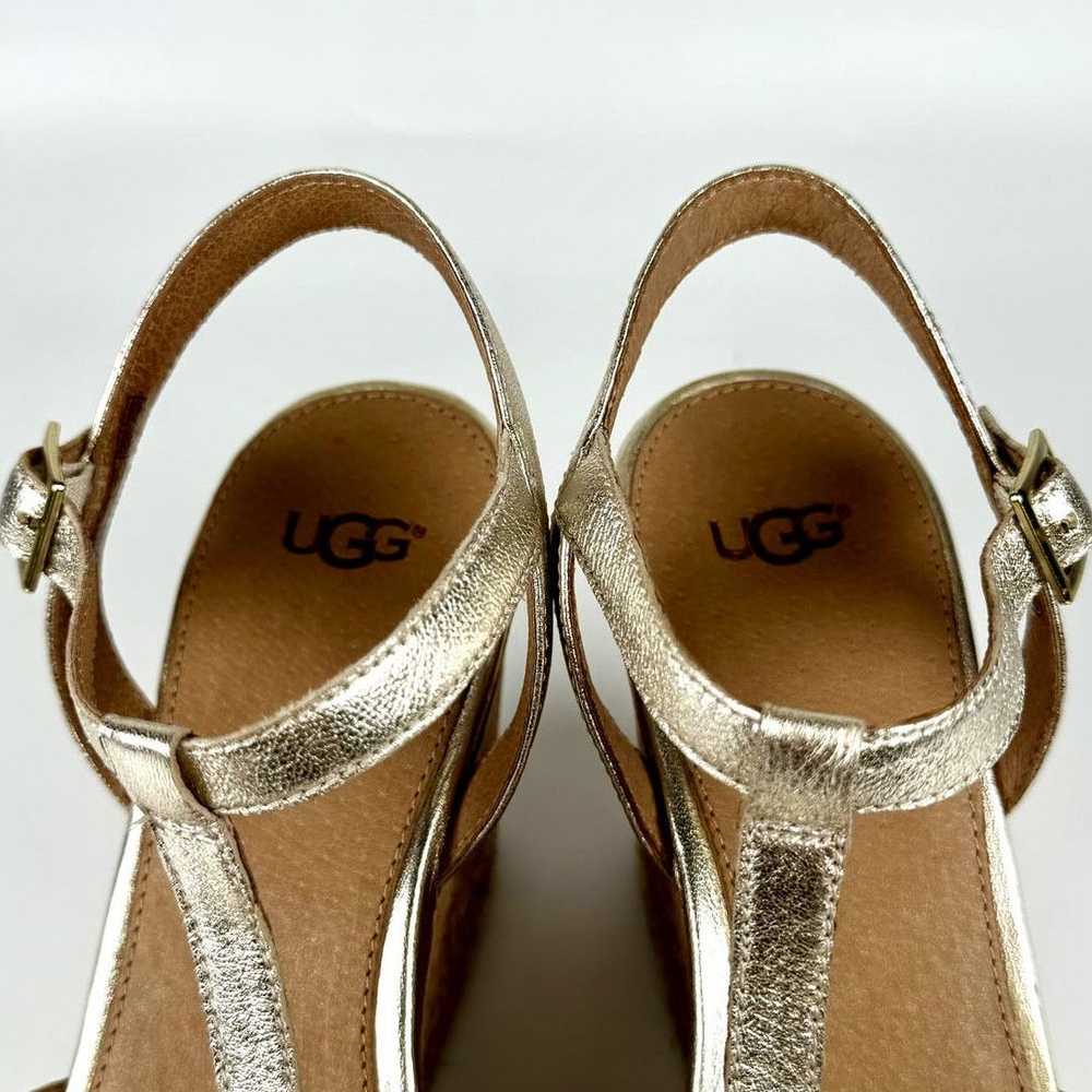 Ugg New! UGG Cork Wedge Melissa Metallic Gold Str… - image 4