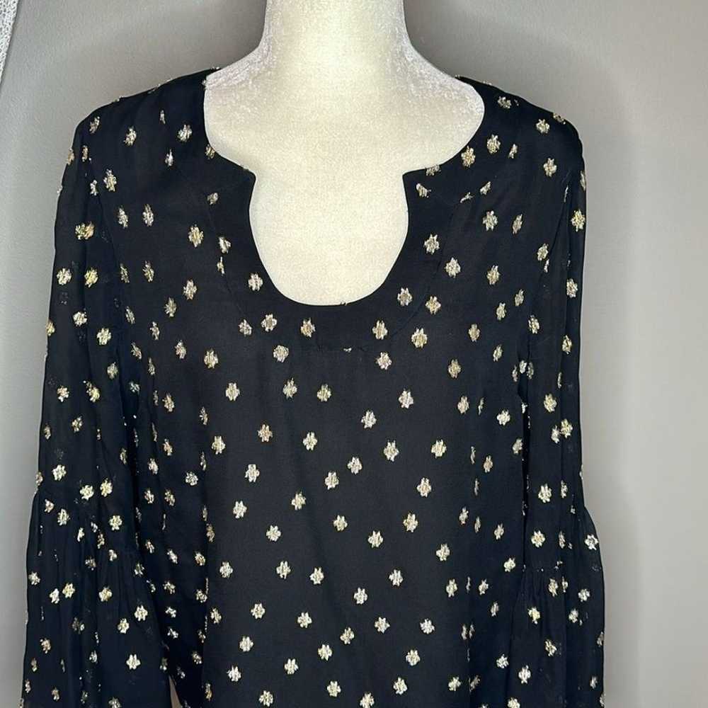 Lilly Pulitzer Black and gold Starry Clip Silk Bl… - image 10