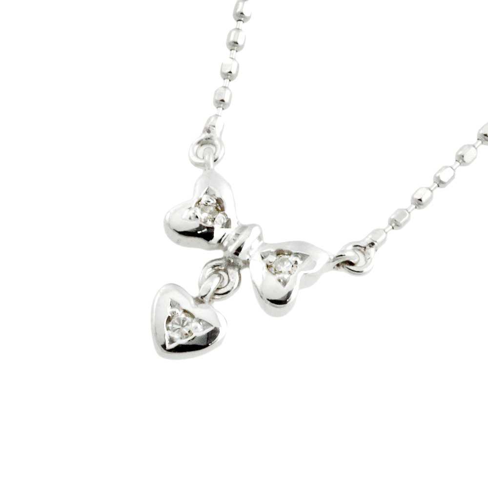 SAMANTHA TIARA Ribbon Heart Necklace K18WG White … - image 1