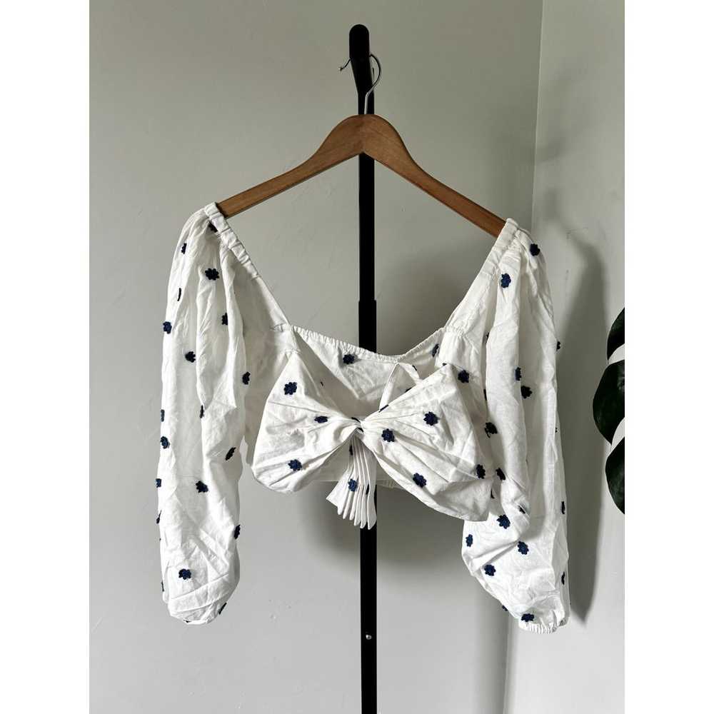 FARM Rio White Embroidered Crop Top with Puffer L… - image 2