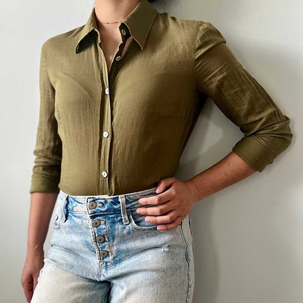 Dolce Gabbana Blouse Shirt Top Women Size S  Oliv… - image 2