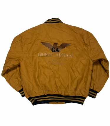 ジャケット・アウター GIORGIO ARMANI Cropped Bomber Jacket Vtg 80s Armani Jeans Cropped Denim Bomber Jacket Medium Red