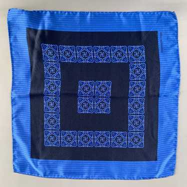 Ermenegildo Zegna Blue Navy Stripe Silk Pocket Sq… - image 1
