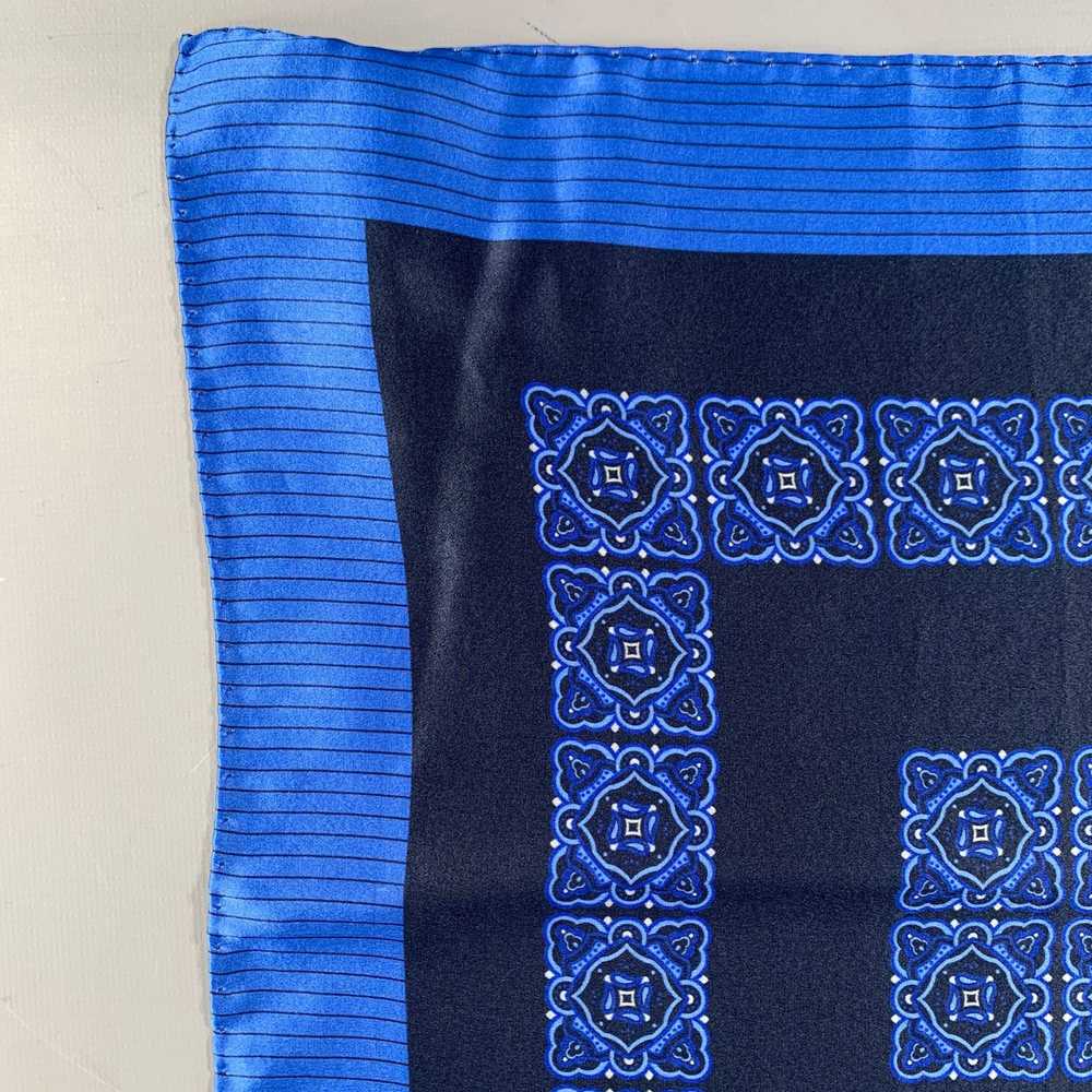 Ermenegildo Zegna Blue Navy Stripe Silk Pocket Sq… - image 2