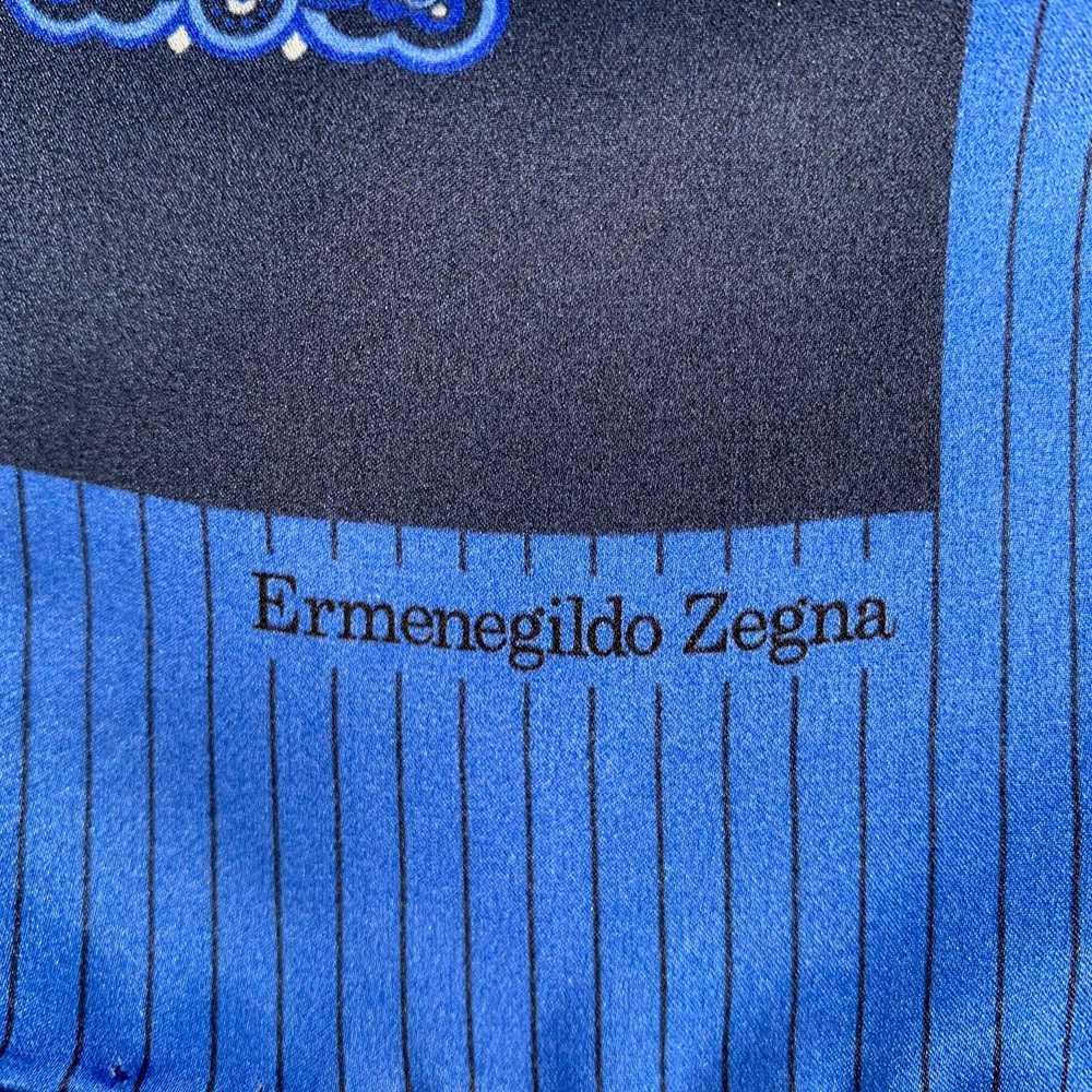 Ermenegildo Zegna Blue Navy Stripe Silk Pocket Sq… - image 4