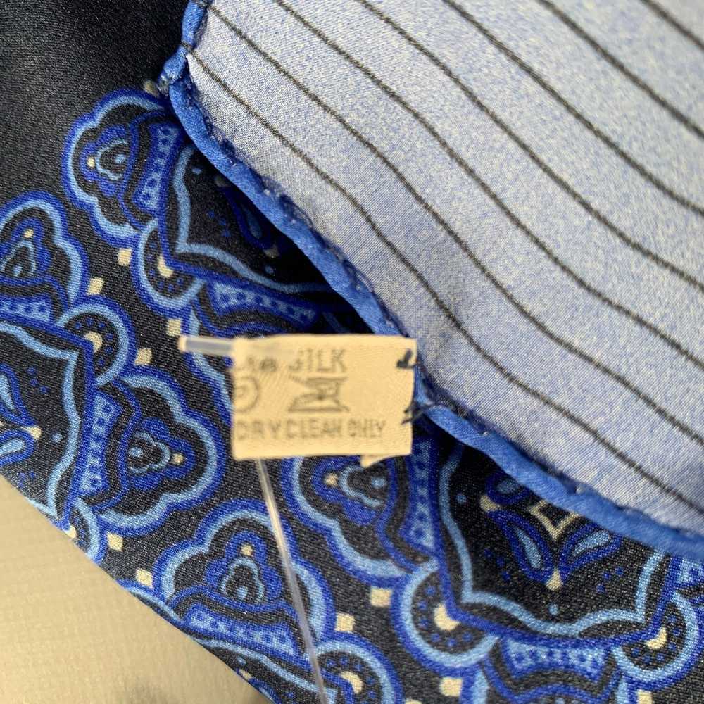 Ermenegildo Zegna Blue Navy Stripe Silk Pocket Sq… - image 6