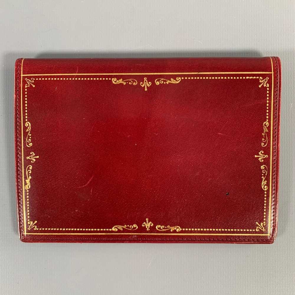 Vintage Burgundy Gold Diamond Leather Wallet - image 1