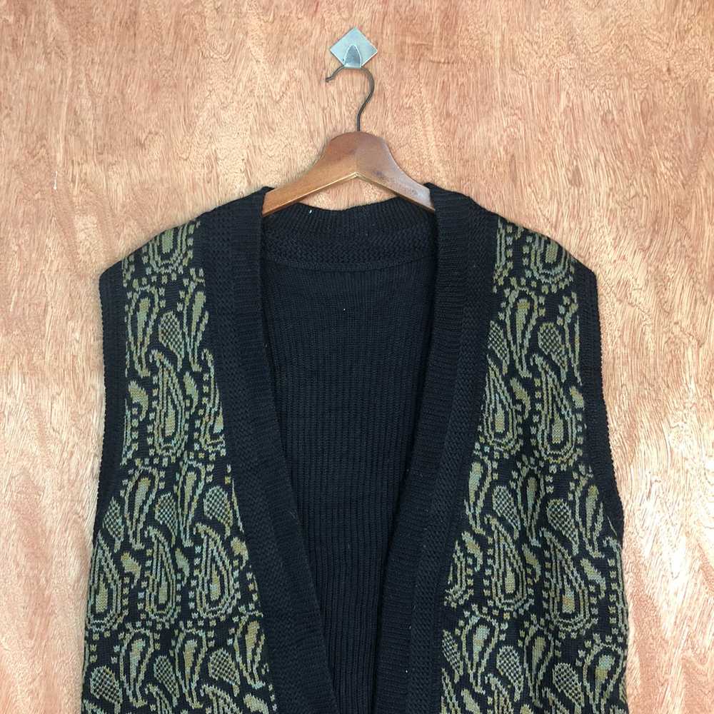 Homespun Knitwear - Monogram Patterned Knit Vest - image 2