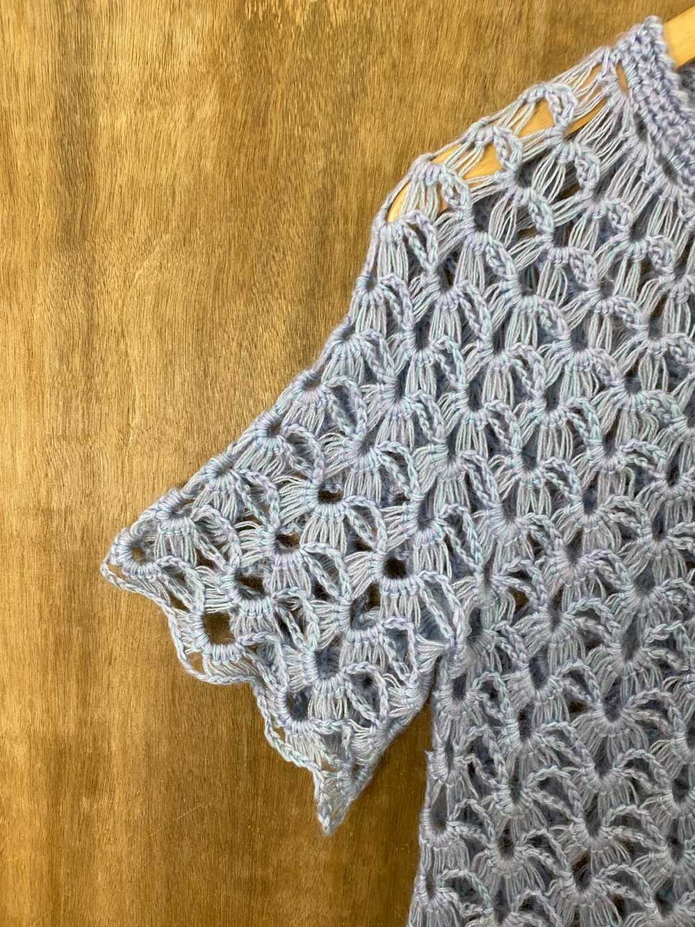 Homespun Knitwear - Mesh Net Blue Cardigan Knitwe… - image 4