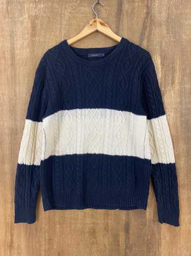 Japanese Brand - Rage Blue Stripe Crocheted Knit … - image 1