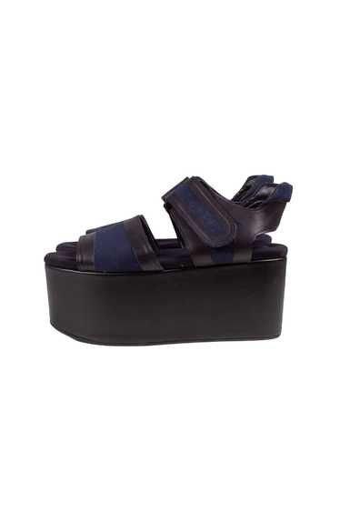 Marni MARNI BLACK NAVY LEATHER PLATFORM SANDALS