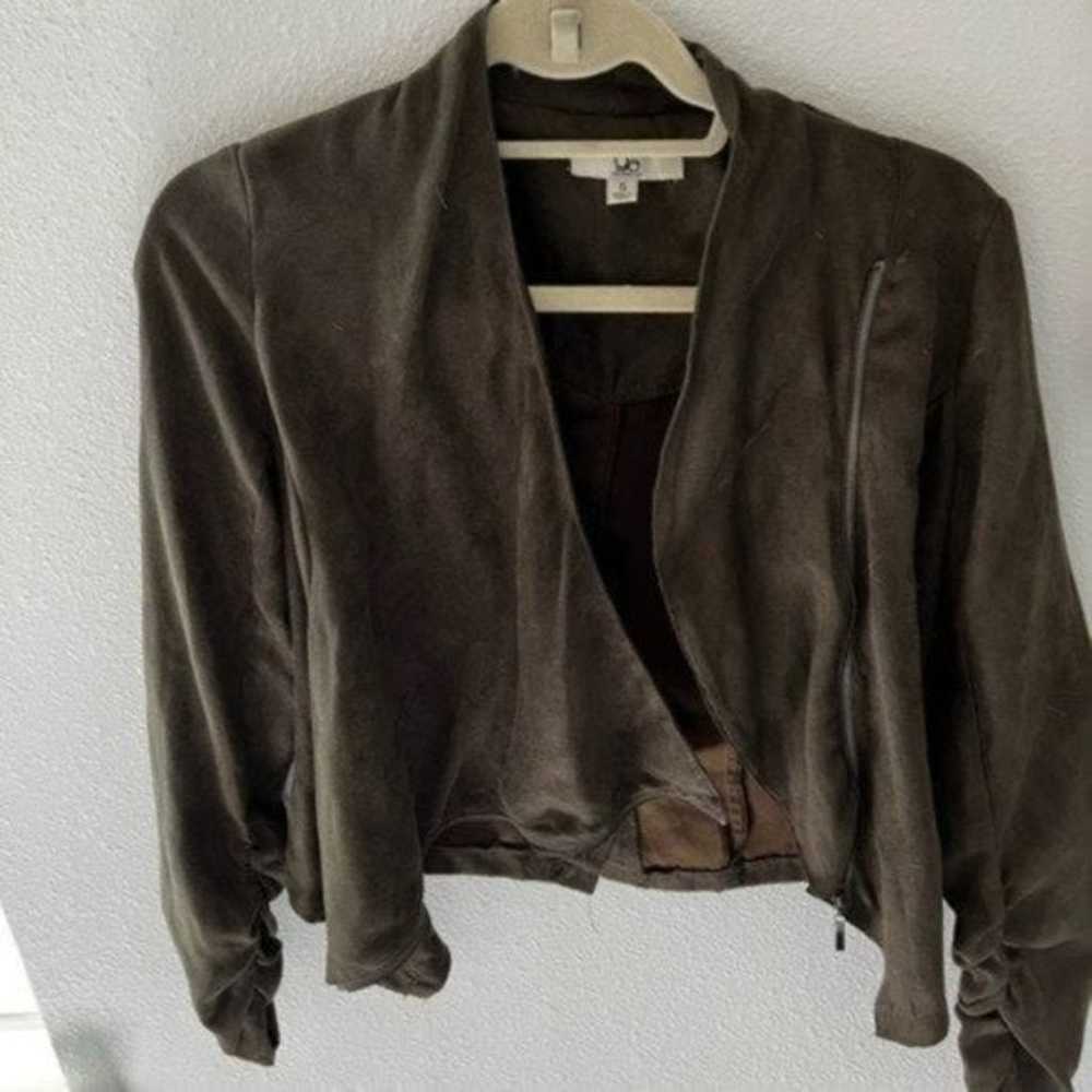 Dark brown faux suede jacket - womens jacket - dr… - image 2