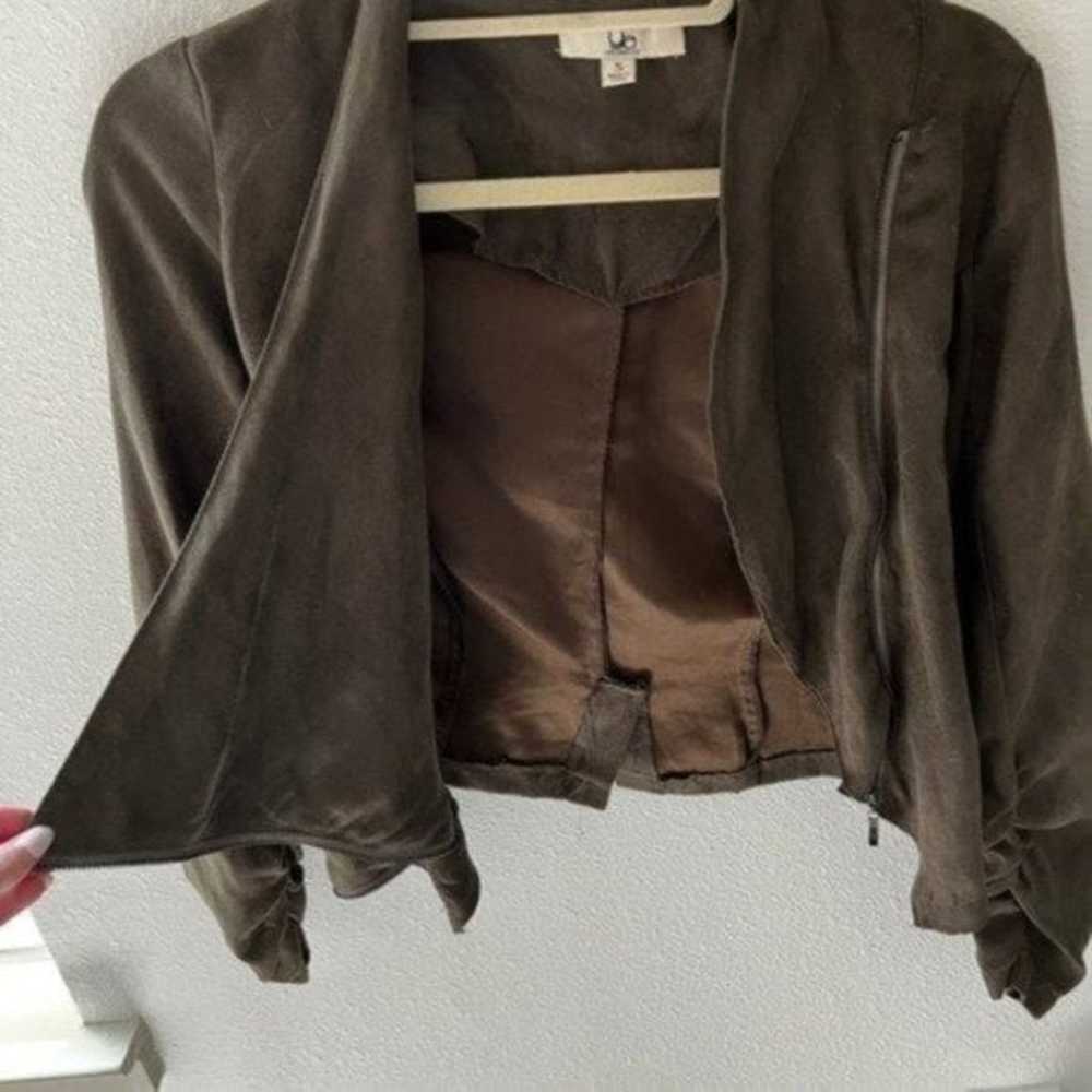 Dark brown faux suede jacket - womens jacket - dr… - image 3
