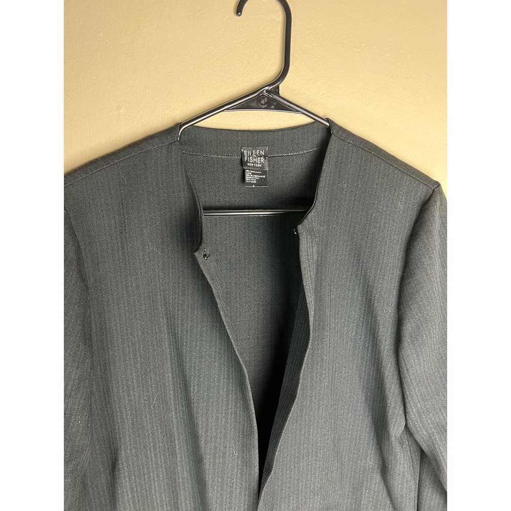 Eileen Fisher Silk/Wool Blend Black Open Jacket D… - image 3