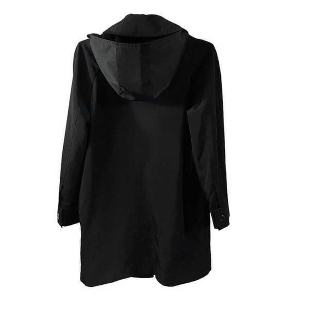 London Fog Black Hooded Raincoat Jacket Size MED - image 10