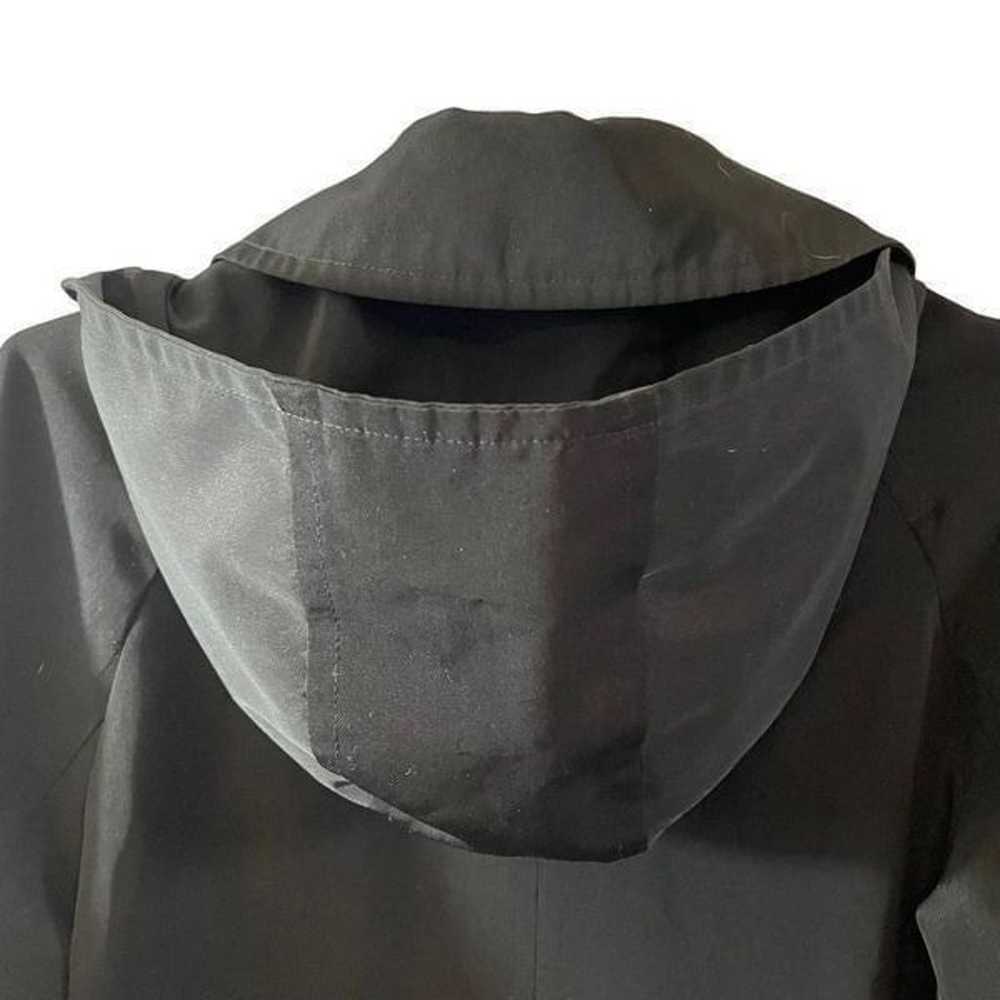 London Fog Black Hooded Raincoat Jacket Size MED - image 12