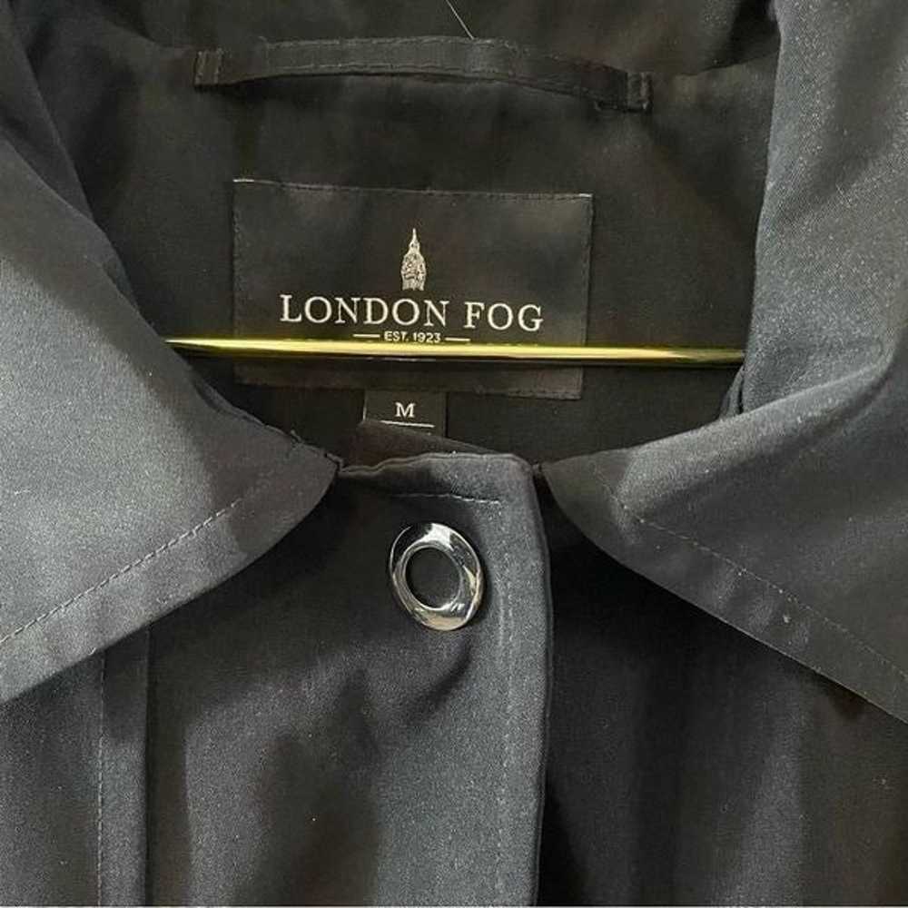 London Fog Black Hooded Raincoat Jacket Size MED - image 3