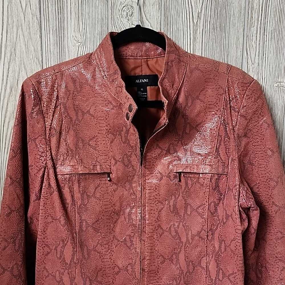 Alfani Pink Leather Snakeskin Print Moto Jacket W… - image 2