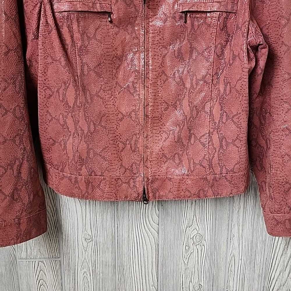 Alfani Pink Leather Snakeskin Print Moto Jacket W… - image 3