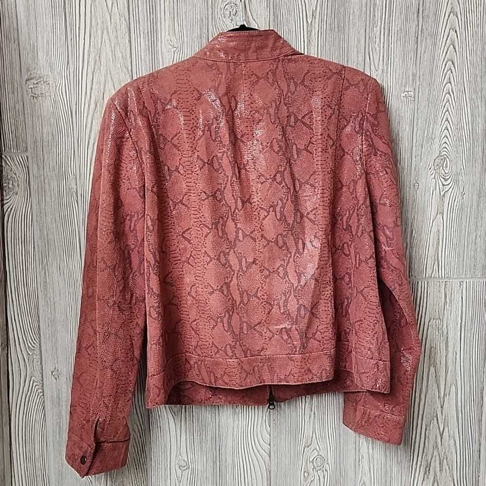 Alfani Pink Leather Snakeskin Print Moto Jacket W… - image 5