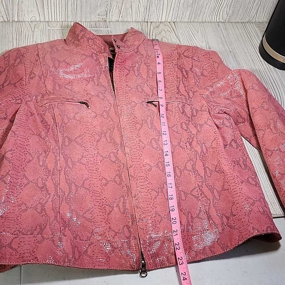 Alfani Pink Leather Snakeskin Print Moto Jacket W… - image 6