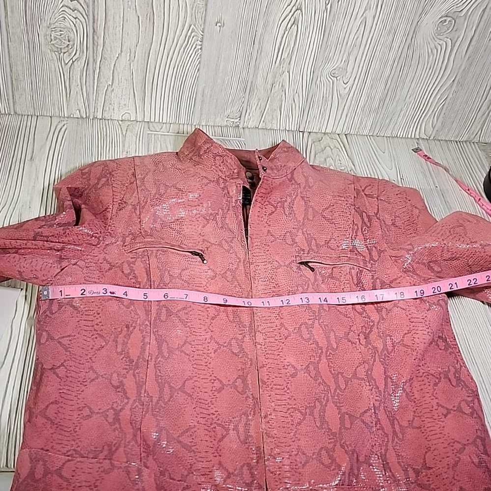Alfani Pink Leather Snakeskin Print Moto Jacket W… - image 7