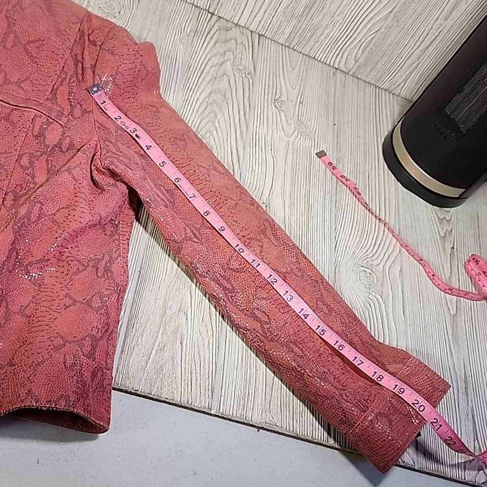 Alfani Pink Leather Snakeskin Print Moto Jacket W… - image 8