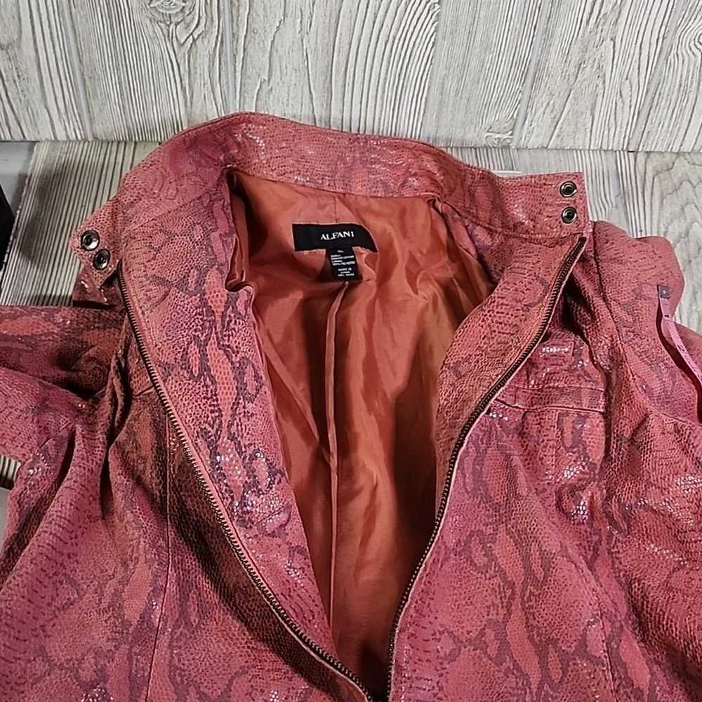 Alfani Pink Leather Snakeskin Print Moto Jacket W… - image 9
