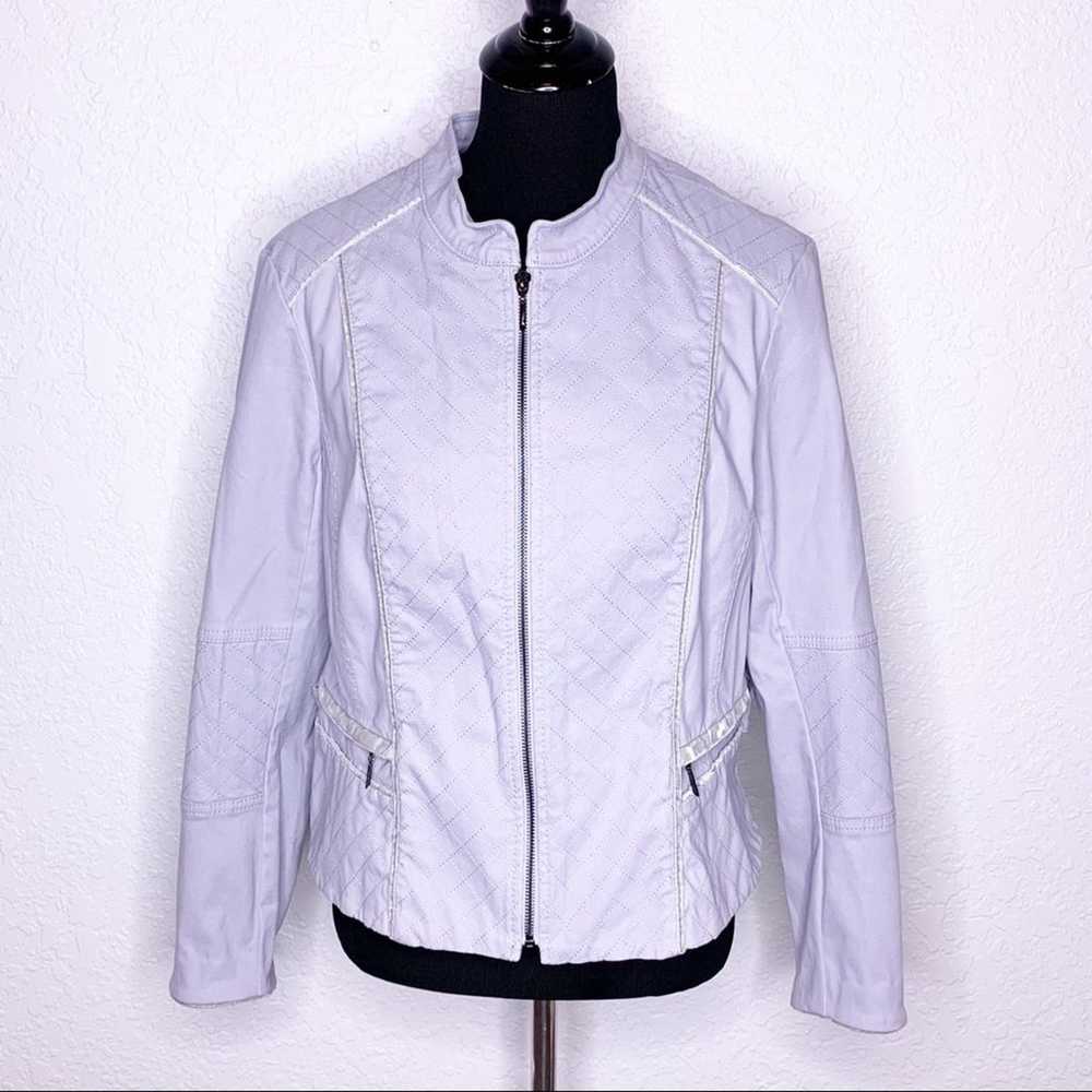 WHBM light gray full zip moto style jacket size 16 - image 1