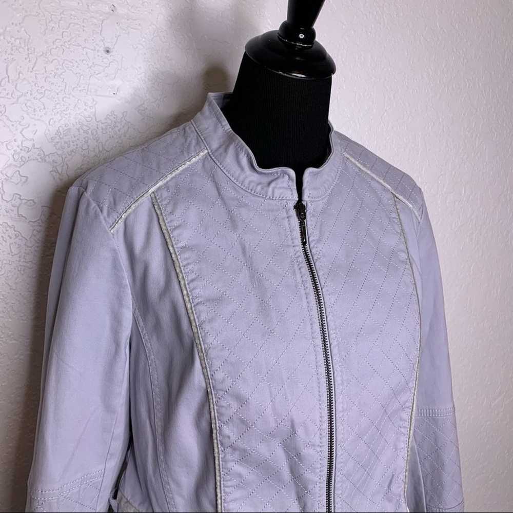 WHBM light gray full zip moto style jacket size 16 - image 3
