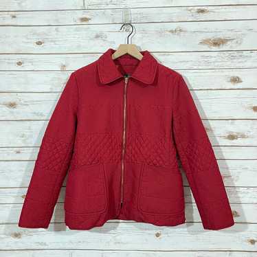 St. John Quilted Zip Front Jacket - Red - Large