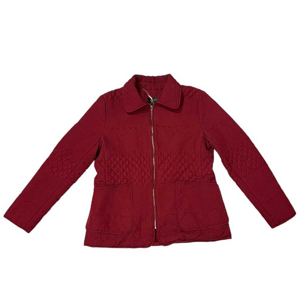 St. John Quilted Zip Front Jacket - Red - Large - image 7