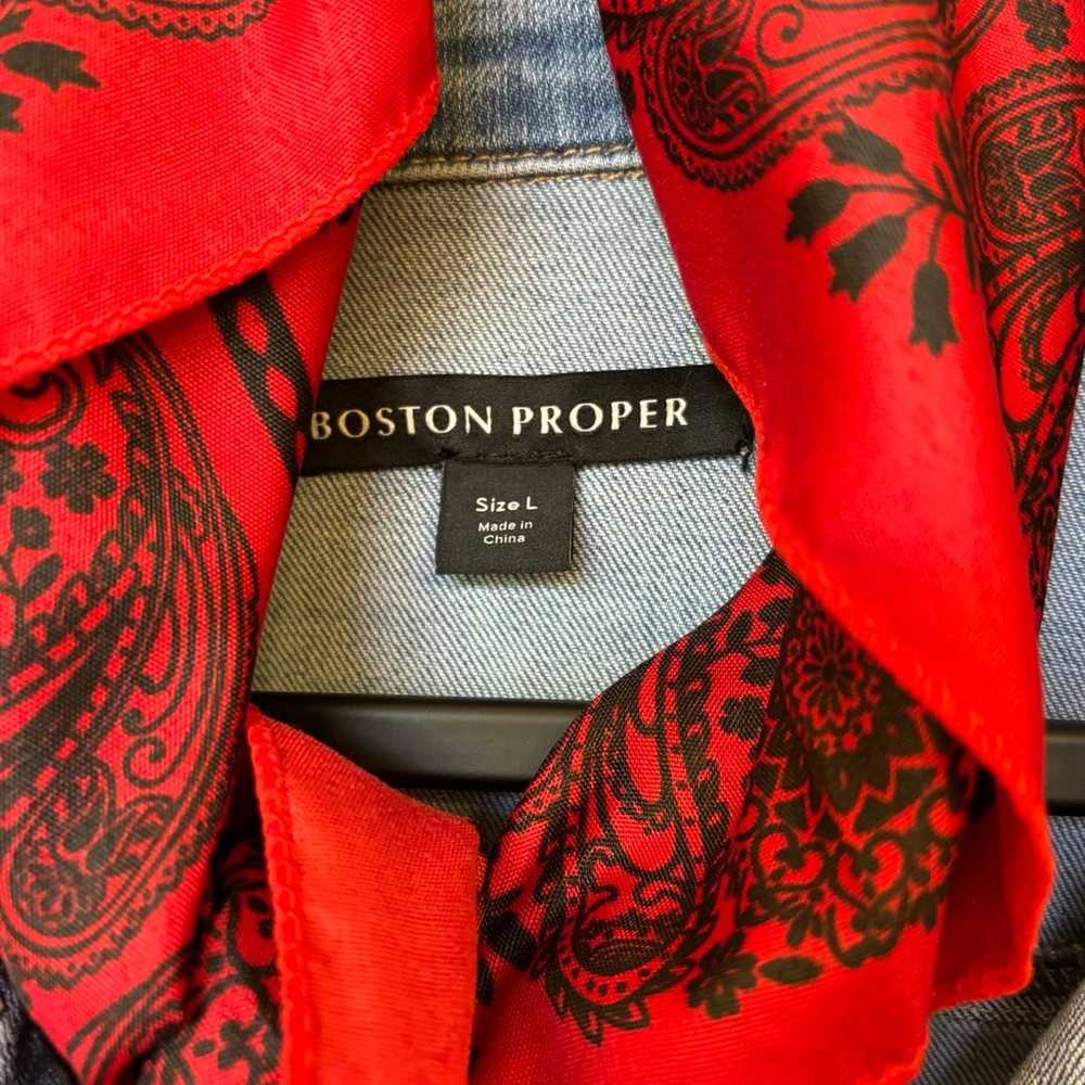 Boston Proper Embellished Jean Jacket Size L - image 4