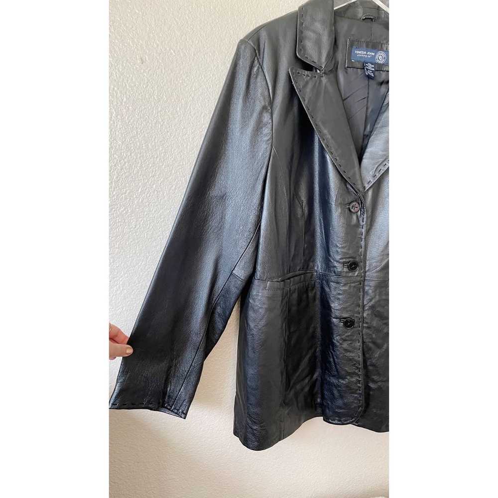 Venezia Jeans Genuine Leather Jacket Blazer Style… - image 9