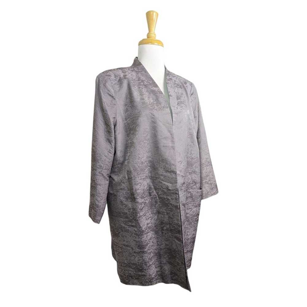 Eileen Fisher Marble Satin Jacquard Open Front Lo… - image 4