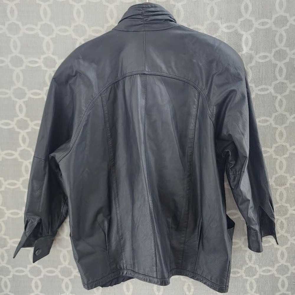 Vintage Pelle Black Leather Jacket Mock Neck Wome… - image 2