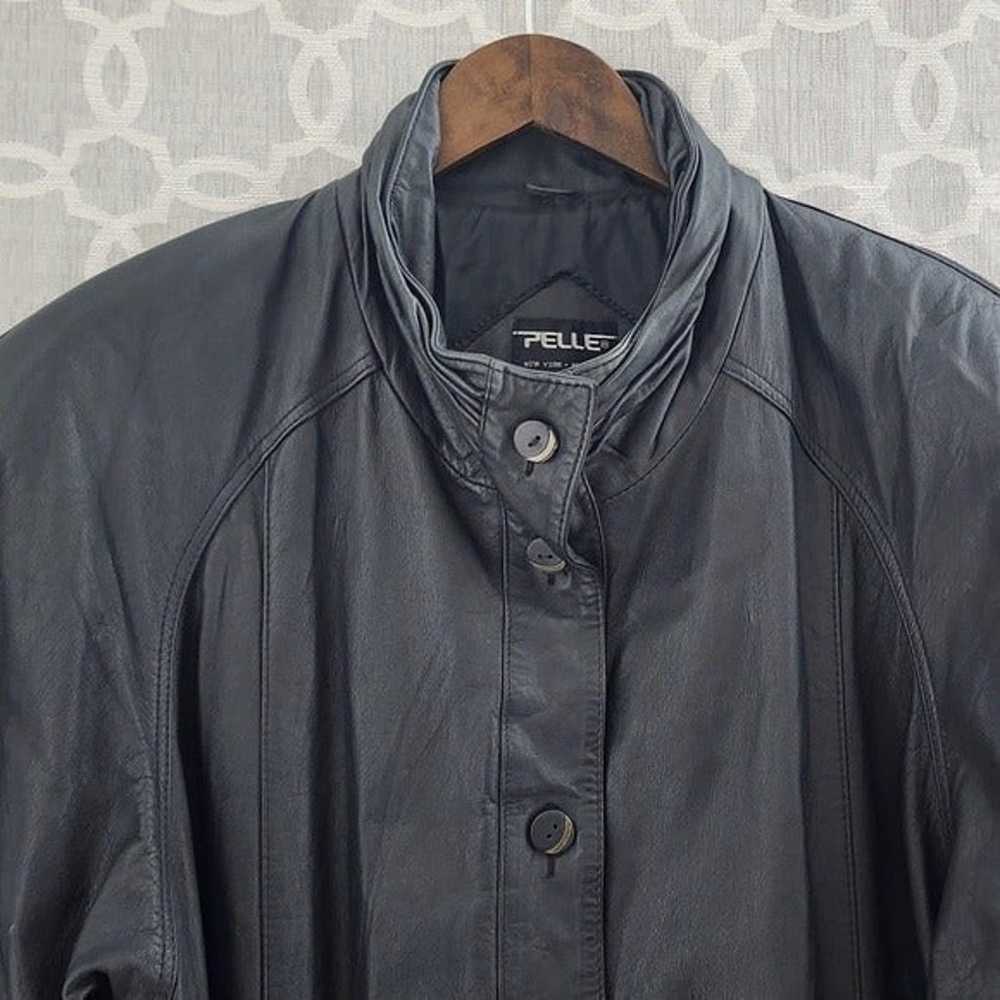 Vintage Pelle Black Leather Jacket Mock Neck Wome… - image 3
