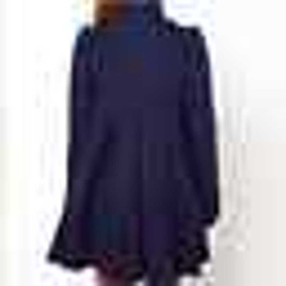 Free People Blue Pleated Swing Coat Jacket Retro … - image 2
