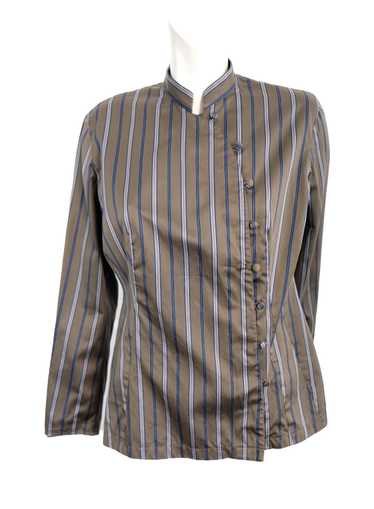 Alain Figaret Vintage Blouse in Taupe Striped Silk