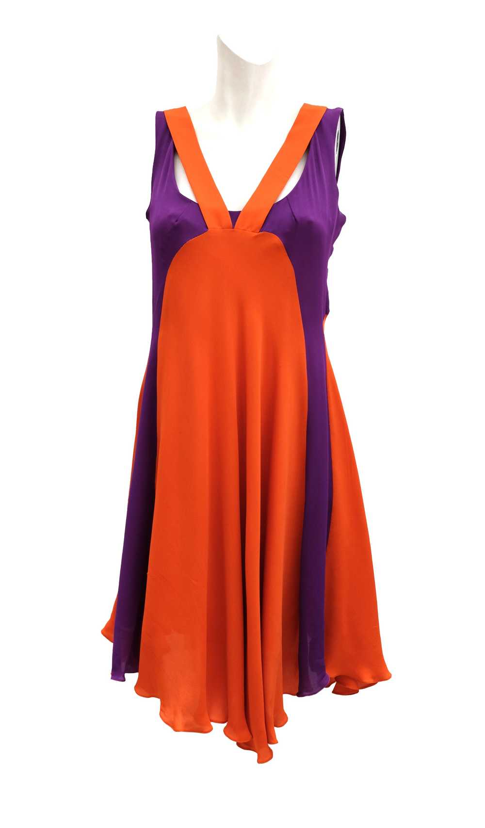 Eley Kishimoto Sun Dress in Orange and Purple Sil… - image 1