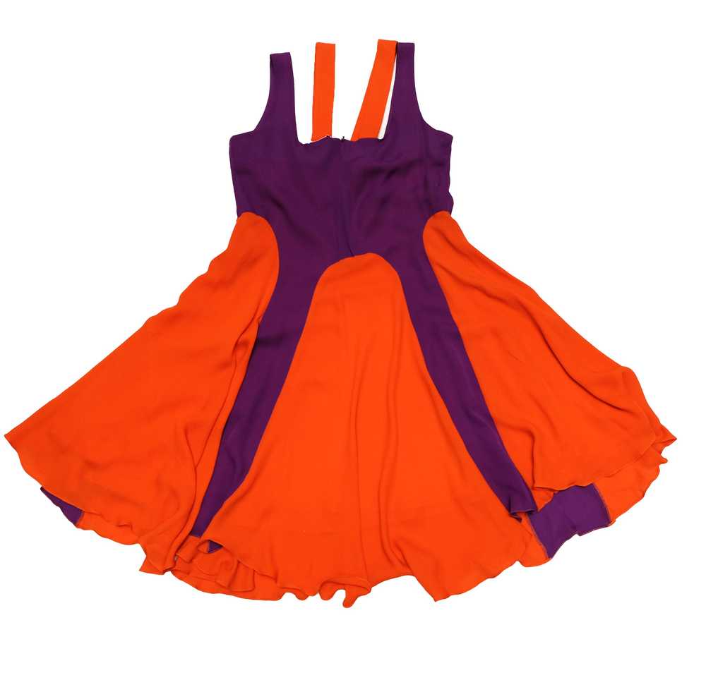 Eley Kishimoto Sun Dress in Orange and Purple Sil… - image 6