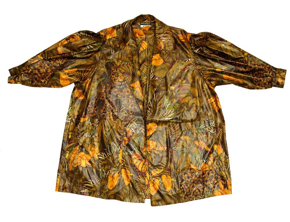 Salvatore Ferragamo Jungle Print Swing Coat, One … - image 7