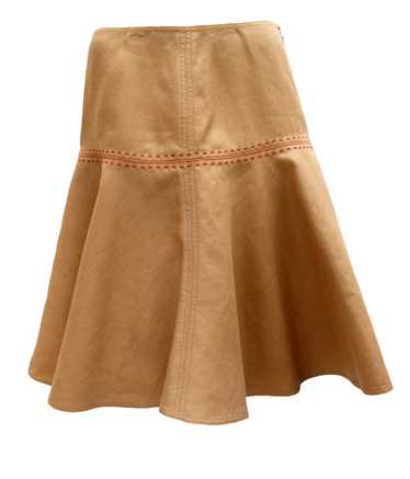 Anne Klein Skater Skirt in Tan Linen with Red Ove… - image 1