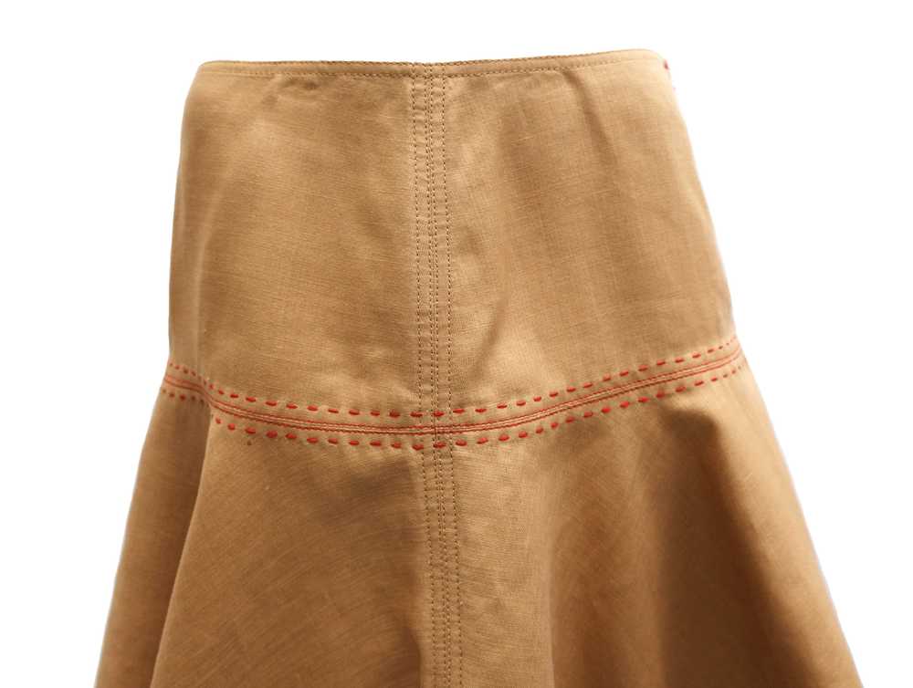 Anne Klein Skater Skirt in Tan Linen with Red Ove… - image 2