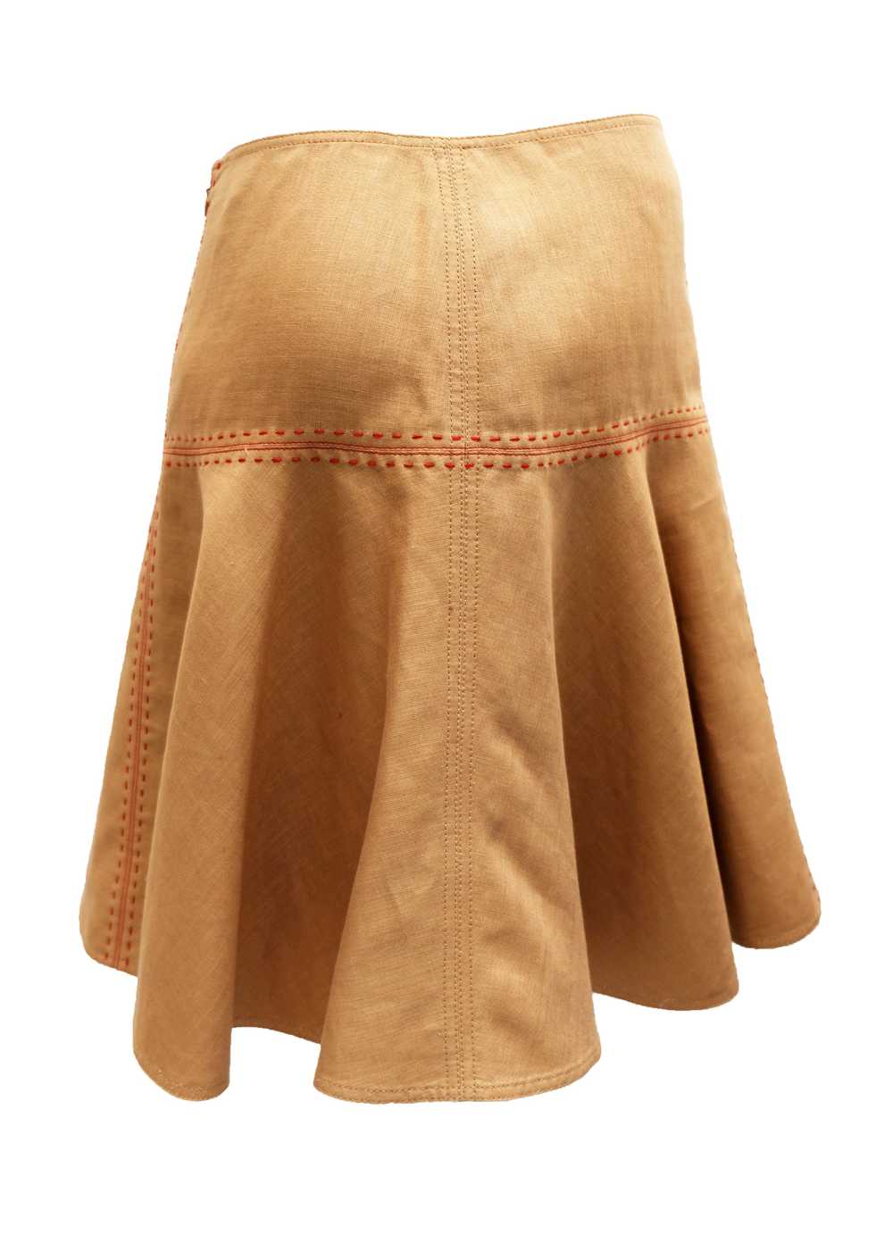 Anne Klein Skater Skirt in Tan Linen with Red Ove… - image 4